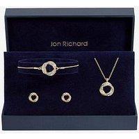 Jon Richard Gold Plated And Crystal Open Knot Set - Gift Box