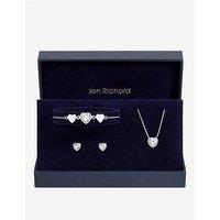 Jon Richard Silver Crystal Heart Trio Set - Gift Box