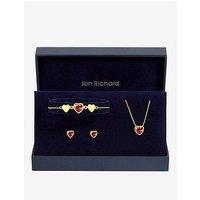 Jon Richard Gold Plated Crystal And Red Heart Trio Set - Gift Box
