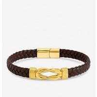 Inicio Men'S Brown Plaited Bracelet - Gift Pouch