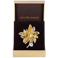 Jon Richard Gold Plated Multi Coloured Floral Brooch - Gift Box
