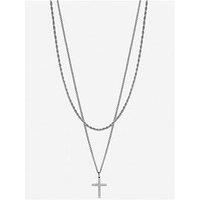 Inicio Men'S Steel Waterproof Double Row Cross Necklace - Gift Pouch