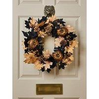 The Very Collection Autumn/Halloween & Pre Lit Black/Beige Leaf Wreath