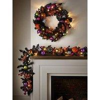 The Very Collection 6Ft Lit & Multi Bauble Halloween Garland