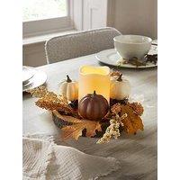 The Very Collection Pumpkin & Log Slice & With Led Candle Table Centre Autumn Decoration