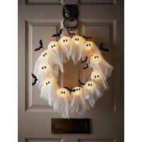 The Very Collection Ghostly Glowing Wreath Halloween Decoration