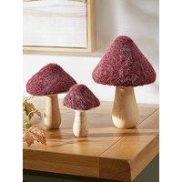 The Very Collection Set Of 3 & Fur Toadstool Autumn Decorations - Red