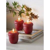 The Very Collection Set Of 3 Acorn Led Candle Light Autumn Decorations