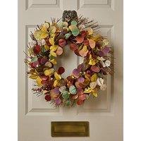 The Very Collection 60Cm Pre Lit Eucalyptus Wreath Autumn Decoration