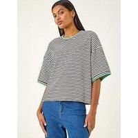 Roman Stripe Print Stretch Tunic Top