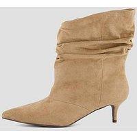 The Very Collection Kitten Heel Slouch Calf Boot - Tan