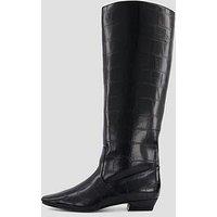 The Very Collection Chisel Toe Croc Knee Boot - Black