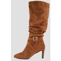 The Very Collection Slouch Heeled Knee Boot - Tan