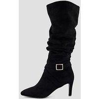 The Very Collection Slouch Heeled Knee Boot - Black