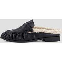 The Very Collection Mule Loafer With Faux Fur Lining - Black