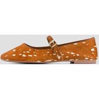 The Very Collection Womens Deer Print Mary Jane Strap Ballet Pumps - Brown