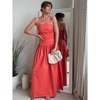 Style Cheat Bandeau Dropped Waist Maxi Dress - Orange