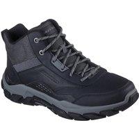 Skechers Men'S Santoro Mid Top Leather Lace Up Boots With Mesh Collar Detail - Black