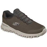 Skechers Glide-Stepglide-Step Textured Mesh Round Stretch Lace Slip On Trainers - Green