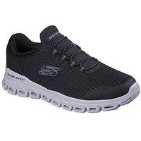 Skechers Glide-Stepglide-Step Textured Mesh Round Stretch Lace Slip On Trainers - Black
