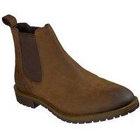 Skechers Men'S Chelsea Leather Boots With Elastic Side Panels - Brown
