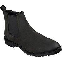 Skechers Men'S The Bowery Chelsea Leather Boots With Elasticated Side Panels - Black