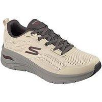 Skechers Arch Fit Mesh Lace Up Trainers - Natural