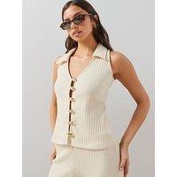 The Very Collection Textured Rib Button Up Co Ord Top - Cream