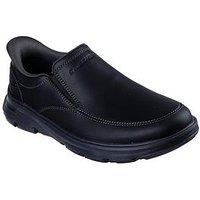 Skechers Leather Slip-On Shoes - Black