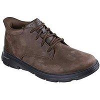 Skechers Arch Fit Lace Up Leather Boots - Brown