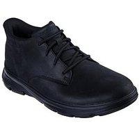 Skechers Round Toe Leather Slip-On Trainers - Black