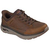 Skechers Men'S Arch Fit Crosser Leather Slip Ins With Bungee Lace Detail - Brown