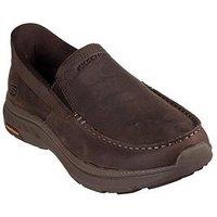 Skechers Men'S Pollard Dual Gore Leather Moc Toe Slip On Loafers - Brown