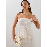 The Very Collection Bandeau Textured Top - Cream