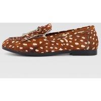 The Very Collection Deer Print Real Leather Loafer - Brown