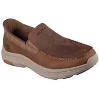 Skechers Pollard Dual Gore Leather Moc Toe Slip-Ins Loafer - Brown