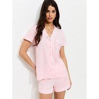 New Look Revere Collar Short Sleeve Top And Shorts Pyjama Set - Light Pink