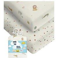 Silentnight Safe Nights Fitted Sheet - Cot Bed - Safari - 2 Pack