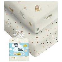 Silentnight Safe Nights Fitted Sheet - Cot - Safari - 2 Pack