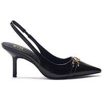Moda In Pelle Ginen Black Patent Sling Back Court With Polo Trim