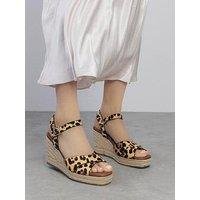Moda In Pelle Jasminium Leopard Pony Hair Cross Over Jute Wedge