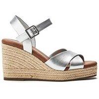 Moda In Pelle Jasminium Silver Leather Cross Over Jute Wedge