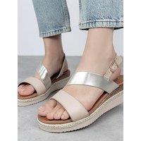 Moda In Pelle Joani Off White Porvair Cross Strap Upper Sling Back Sandal