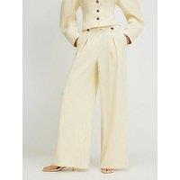 River Island Linen Co-Ord Wide Leg Trousers - Yellow