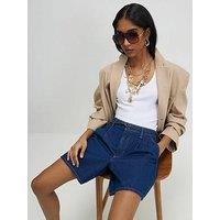 River Island Belted Waist Tailored Short - Blue