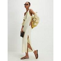 River Island Linen Assym Midi Dress - Yellow