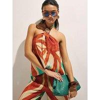 River Island Swirl Print Halter - Brown