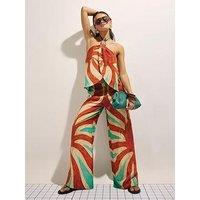 River Island Swirl Print Trousers - Brown