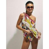 River Island Floral One Shoulder Top - Yellow