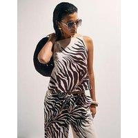 River Island Animal Print Linen Co-Ord Tank - Cream